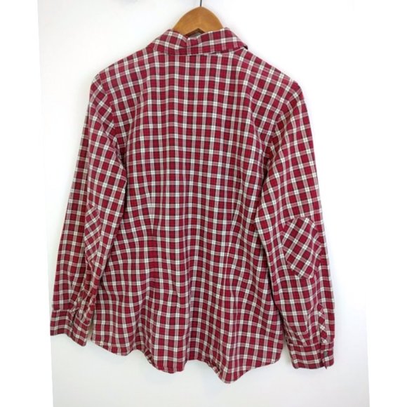 GH Bass Red Plaid Button Up Collared Shirt Size L - Picture 5 of 16